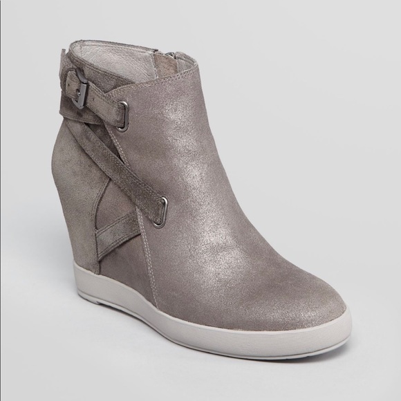 Eileen Fisher Zest metallic platform wedge booties - Picture 1 of 8